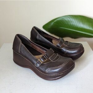 MIA Y2K Chunky Wedge Brown Leather Platform Mary Jane Loafers